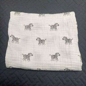 Amazing Baby Blanket Zebra Muslin Swaddle Premium Cotton White Gray 48"x42"